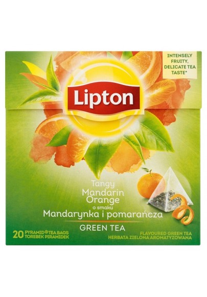 Herbata lipton, piramidki, 20 torebek, zielona mandarynka i pomarańcza