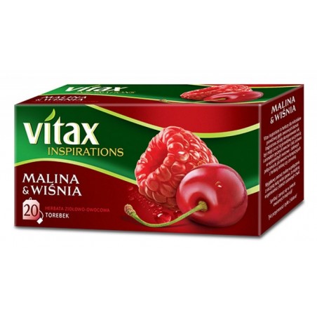 Herbata VITAX INSPIRATIONS, MALINA I WIŚNIA, 20 torebek