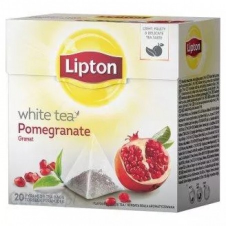 Herbata LIPTON, piramidki, 20 torebek, biała herbata i granat
