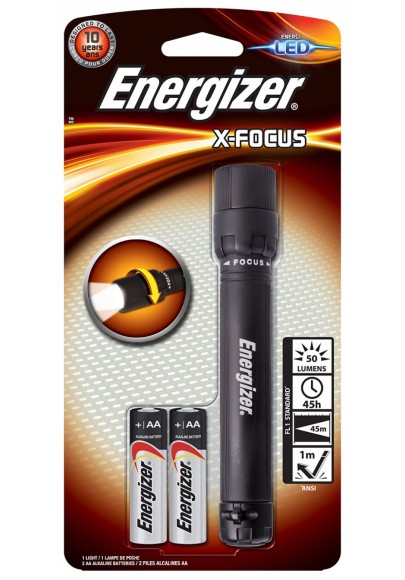 Latarka energizer x-focus + 2szt. baterii aa, czarna