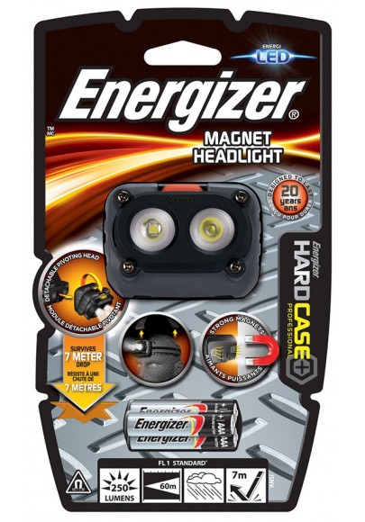 Latarka energizer hard case magnet headlight + 3szt. baterii aaa, czarna