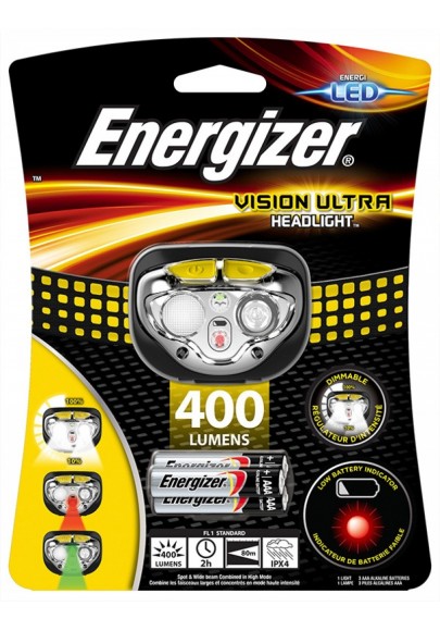 Latarka czołowa energizer vision ultra headlight + 3szt. baterii aaa, żółta