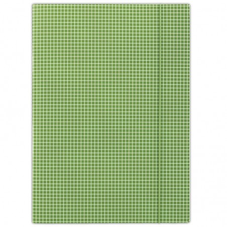Teczka z gumką DONAU, karton, A4, 400gsm, 3-skrz., zielona w kratę