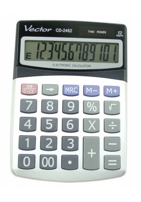 Kalkulator biurowy vector kav cd-2462, 12-cyfrowy, 115x155mm, szary