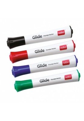 Marker do tablic NOBO Glide Drymarker, okrągły, 1-3mm, 4szt., mix kolorów