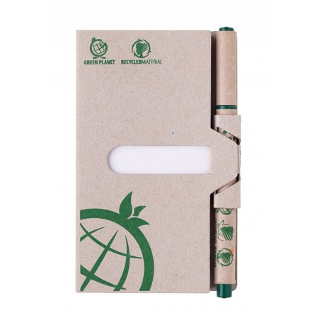 Zestaw mini notatnik z długopisem ICO Green, brązowy