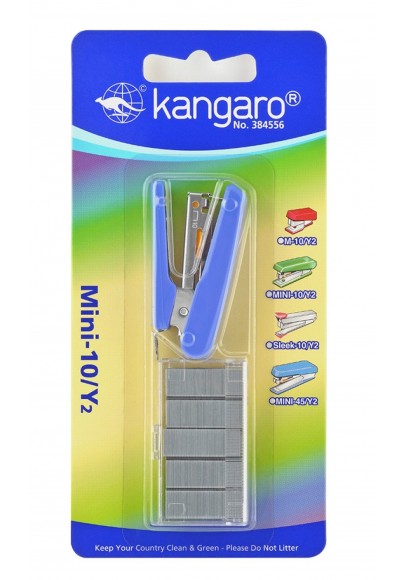 Zszywacz kangaro mini-10/y2+zszywki, zszywa do 10 kartek, blister, błekitny