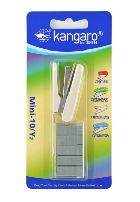 Zszywacz KANGARO Mini-10/Y2+zszywki, zszywa do 10 kartek, blister, beżowy