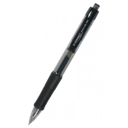 Długopis automatyczny żelowy q-connect 0,5mm (linia), czarny - 12 szt