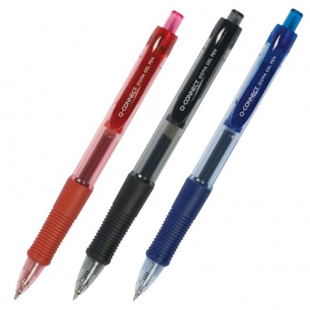 Długopis automatyczny żelowy q-connect 0,5mm (linia), niebieski - 12 szt