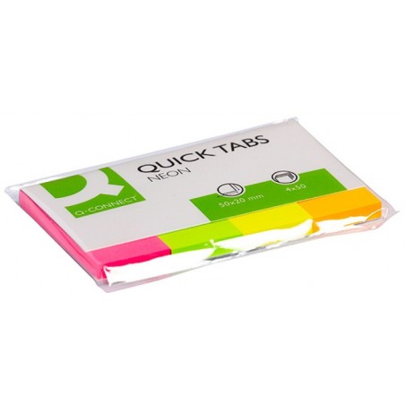 Zakładki indeksujące Q-CONNECT, papier, 20x50mm, 4x50 kart., mix kolorów