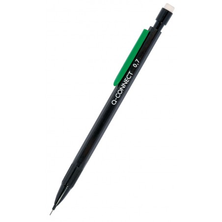 Ołówek automatyczny q-connect 0,7mm, czarny, gratis - grafity - 10 szt