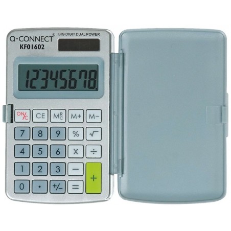 Kalkulator kieszonkowy Q-CONNECT, 8-cyfrowy, 60x101mm, etui, szary