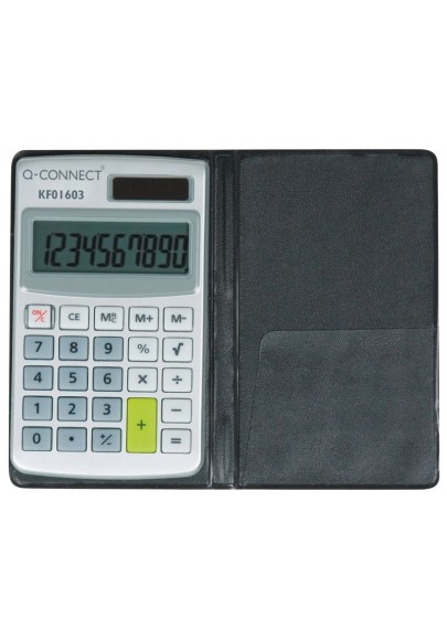 Kalkulator kieszonkowy Q-CONNECT, 10-cyfrowy, 73x118mm, etui, szary