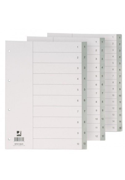 Przekładki q-connect, pp, a4, 230x297mm, 1-10, 10 kart, szare