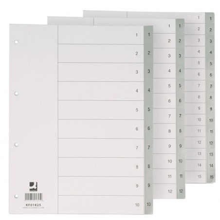 Przekładki q-connect, pp, a4, 230x297mm, 1-12, 12 kart, szare