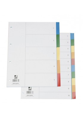 Przekładki Q-CONNECT, PP, A4, 230x297mm, 10+1 kart, mix kolorów