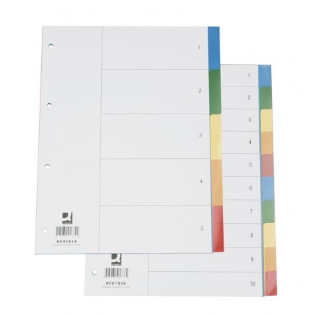 Przekładki q-connect, pp, a4, 230x297mm, 10+1 kart, mix kolorów