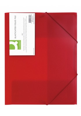 Teczka z gumką Q-CONNECT, PP, A4, 400mikr., 3-skrz., transparentna czerwona