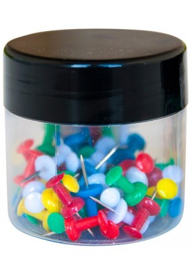 Pinezki beczułki Q-CONNECT, w plastikowym słoiku, 60szt., mix kolorów