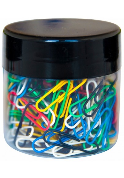 Spinacze okrągłe q-connect, 28mm, 150szt., w plastikowym słoiku, mix kolorów