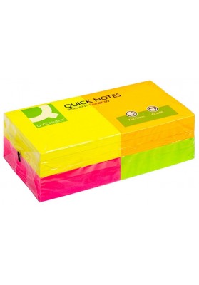 Bloczek samoprzylepny Q-CONNECT Rainbow, 76x76mm, 4x3x80 kart., neon, mix kolorów