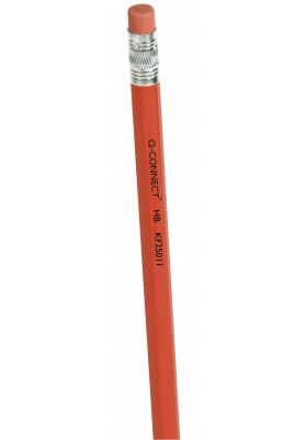 Ołówek drewniany z gumką Q-CONNECT HB, lakierowany, czerwony