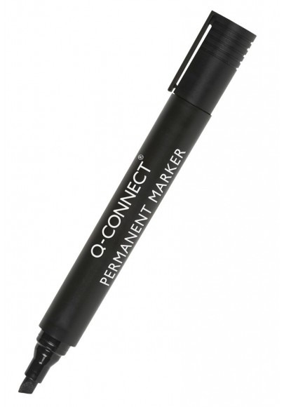 Marker permanentny q-connect, ścięty, 3-5mm (linia), czarny - 10 szt
