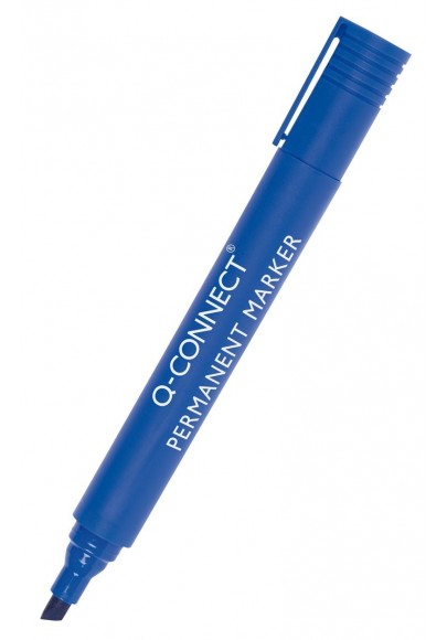 Marker permanentny q-connect, ścięty, 3-5mm (linia), niebieski - 10 szt