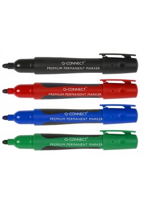 Marker permanentny q-connect premium, gum. rękojeść, okrągły, 2-3mm (linia), czarny - 10 szt