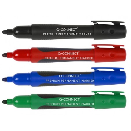Marker permanentny q-connect premium, gum. rękojeść, okrągły, 2-3mm (linia), czarny - 10 szt