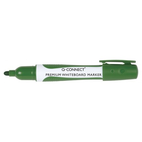 Marker do tablic q-connect premium, gum. rękojeść, okrągły, 2-3mm (linia), zielony - 10 szt