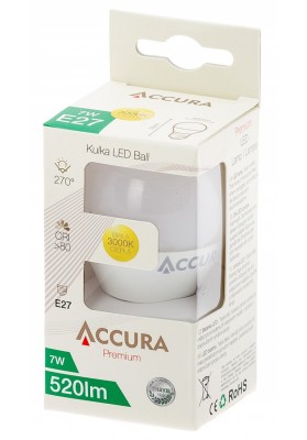 Żarówka LED ACCURA Premium, kulka, E27, 7W