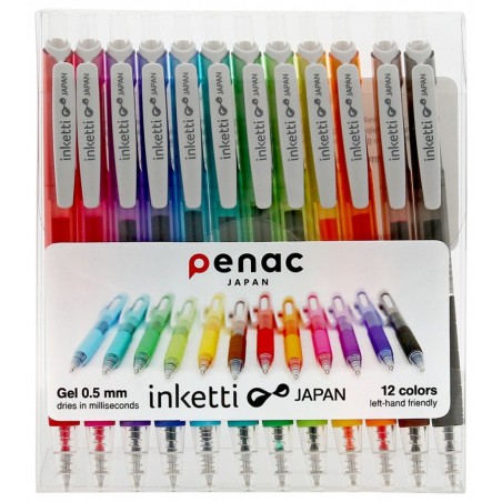 Zestaw długopisów automatycznych w etui penac inketti, 0,5mm, 12szt., mix kolorów