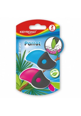 Gumka uniwersalna KEYROAD Parrot, 2szt., blister, mix kolorów