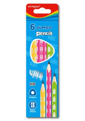 Ołówek drewniany KEYROAD, HB, trójkątny, jumbo, mix kolorów