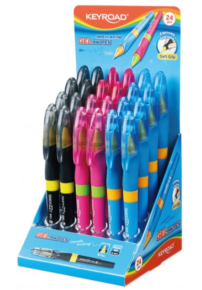 Długopis żelowy keyroad smoozzy writer, 0,7mm, pakowany na diplayu,  mix kolorów - 24 szt