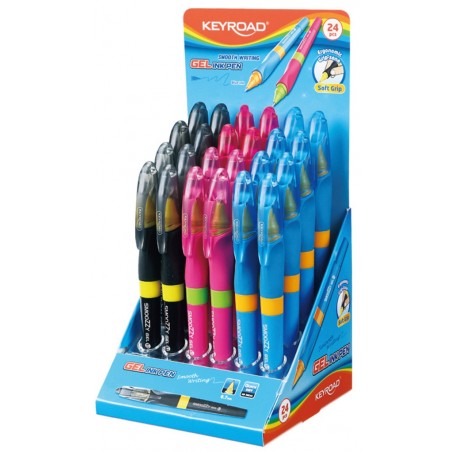 Długopis żelowy keyroad smoozzy writer, 0,7mm, pakowany na diplayu,  mix kolorów - 24 szt