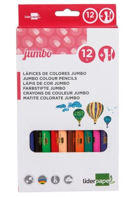 Kredki ołówkowe LIDERPAPEL Jumbo, 12szt., mix kolorów