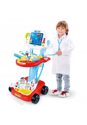 WOOPIE Wózek Małego Lekarza Różowy Zestaw Lekarski Dla Dzieci 17 akc