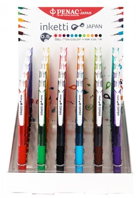 Display długopisów automatycznych PENAC Inketti, 0,5mm, 36szt., mix kolorów