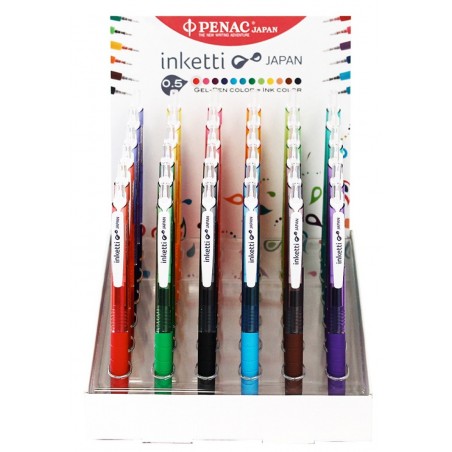 Display długopisów automatycznych PENAC Inketti, 0,5mm, 36szt., mix kolorów