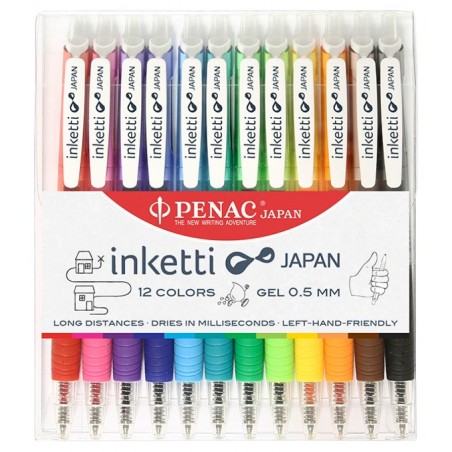 Zestaw długopisów automatycznych w etui PENAC Inketti, 0,5mm, 12szt., mix kolorów