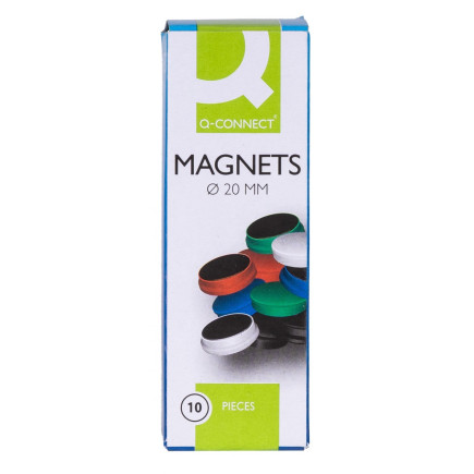 Magnesy do tablic q-connect, okrągłe, 20mm, 10szt, czarne