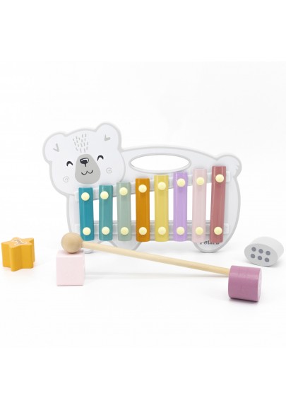 Drewniane cymbałki miś polarny ksylofon viga toys montessori