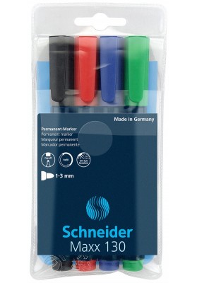 Zestaw markerów uniwersalnych SCHNEIDER Maxx 130, 1-3mm, 4 szt., miks kolorów