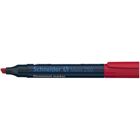 Marker permanentny schneider maxx 250, ścięty, 2-7mm, czerwony