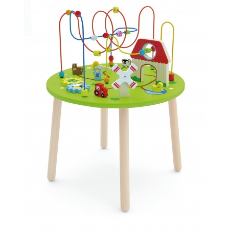 Drewniany duzy stolik edukacyjny farma rollercoaster viga toys montessori