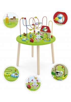 Drewniany duzy stolik edukacyjny farma rollercoaster viga toys montessori