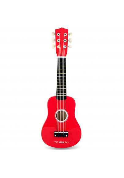 Viga drewniana gitara dla dzieci czerwona 21 cali 6 strun